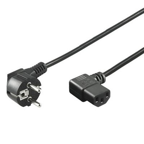 Kabel PremiumCord síťový 230V k počítači 2m, IEC konektor do úhlu 90°