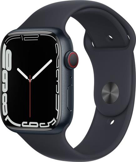 Hodinky Apple Watch Series 7 GPS + Cellular, 45mm Midnight Aluminium Case with Midnight Sport Band - Regular