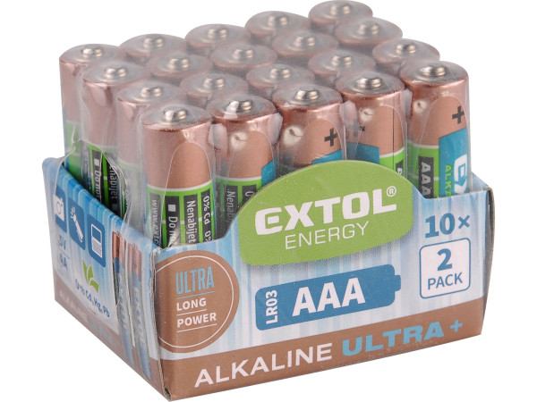 Extol Energy 42013 baterie alkalické, 20ks, 1,5V AA (LR6)