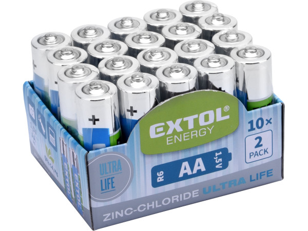 Extol Energy 42003 baterie zink-chloridové, 20ks, 1,5V AA (R6)